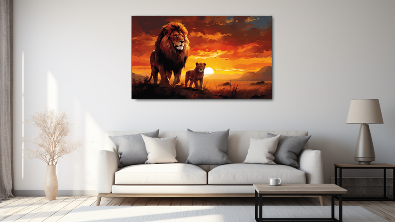 Canvas Wall Art - Lions Father and Son - HD0229