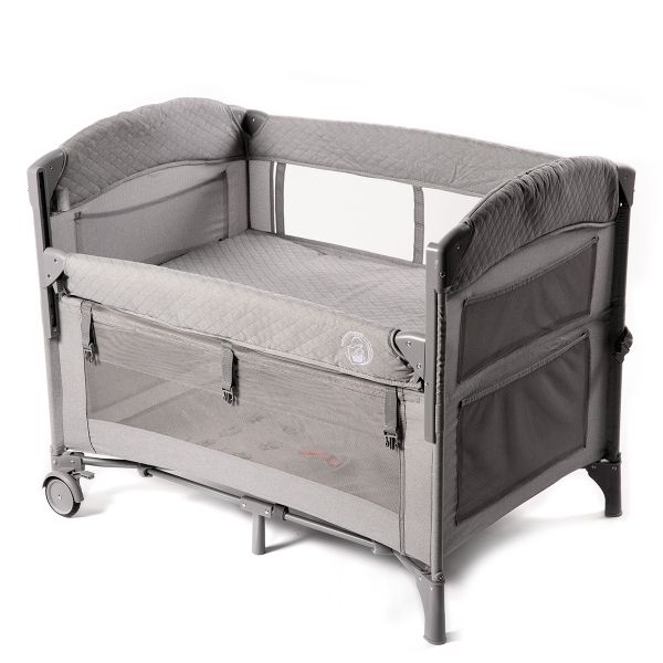BabyWombWorld Premium 2-in-1 Camp Cot &amp; Co Sleeper - Light Grey