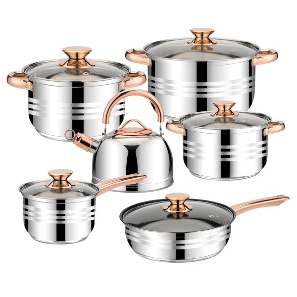 12 Piece Premium Stainless Steel Pot Set Cookware Set
