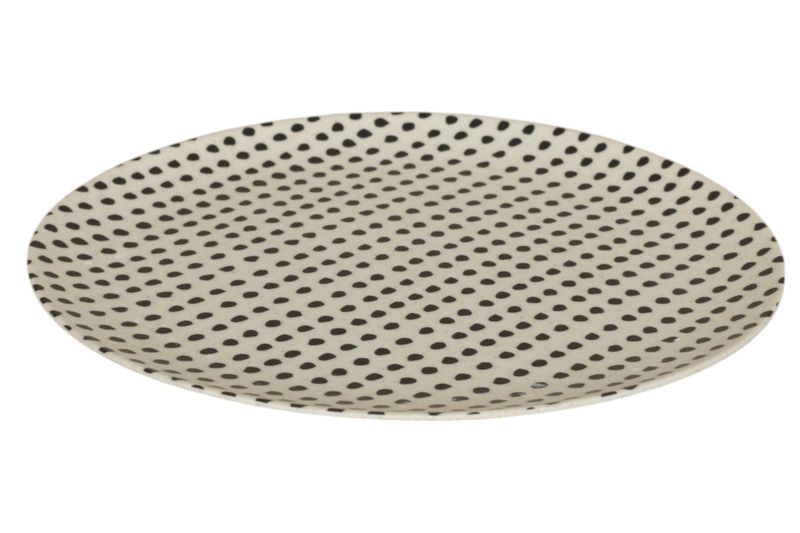 George &amp; Mason - Bamboo Fibre 4 Pack Black Spot Dinner Plates