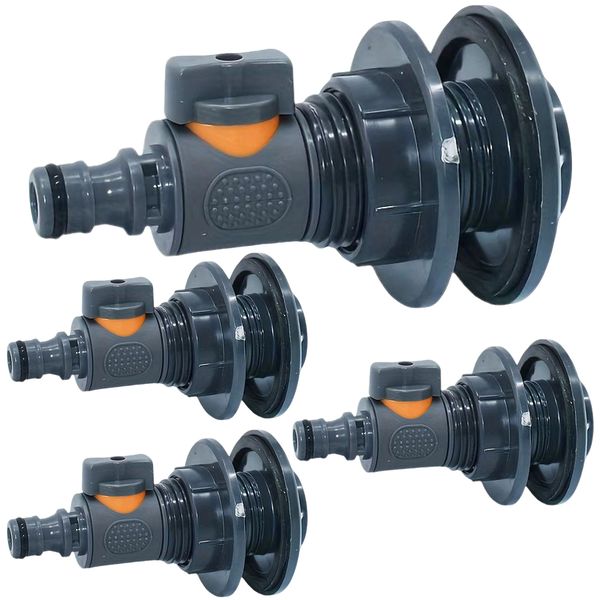 4 Pack Water Tank Adapter with Valve, Quick Installation Connector Kit