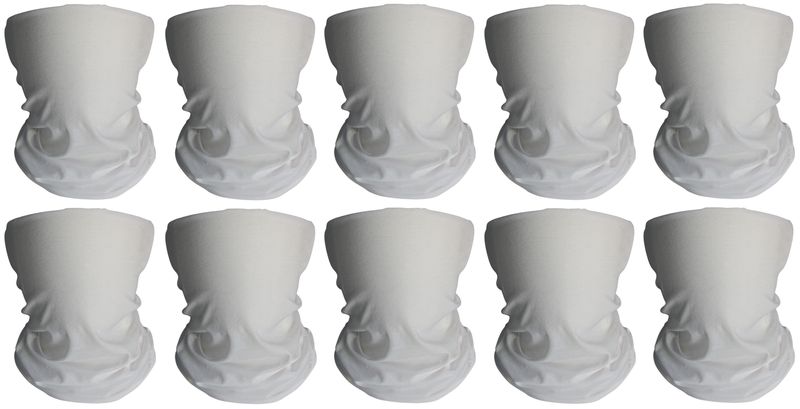 White Neck Face Gaiter Multifunctional Head Neck Wear - 6 Pack Combo