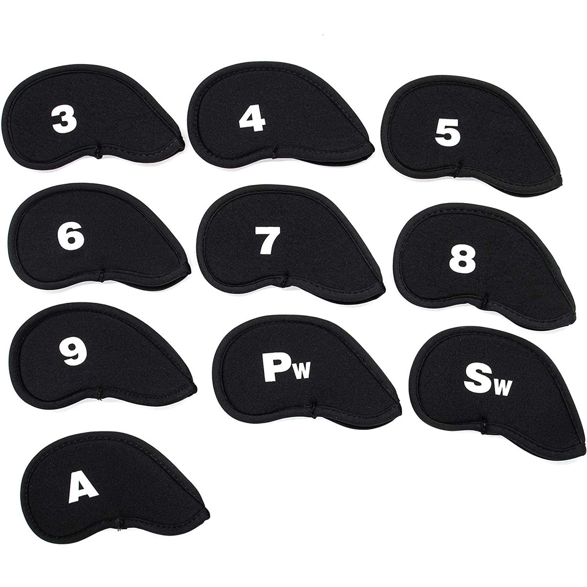 Neoprene Golf Club Iron Head Protective Covers 10 Pieces-Black-White ...