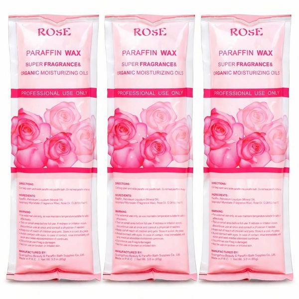 3 Pack Rose Paraffin Wax Block 453g - Deep Moisturising- Hand, Foot, Elbow