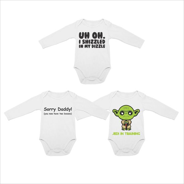 Set of Three Long Sleeve Baby Growers