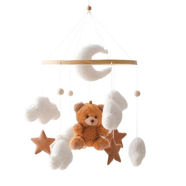 Teddy Velvet Bear Nursery Mobile for Crib, Neutral Baby Gift - Brown