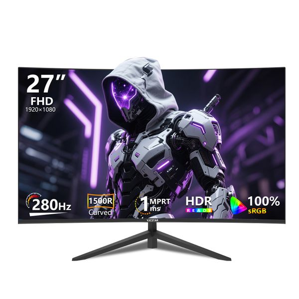 VJCSTAR 27" 280Hz Curved Gaming Monitor, FHD 1080p,1500R, FreeSync, HDMI/DP