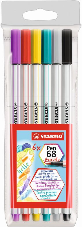 STABILO Pen 68 Brush-tip Pen: Assorted Standard Wallet 6's, Shop Today.  Get it Tomorrow!