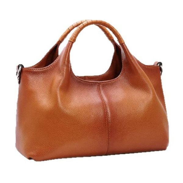 Soft Leather Shoulder Tote Bag, Large Capacity Messenger (Light Brown)