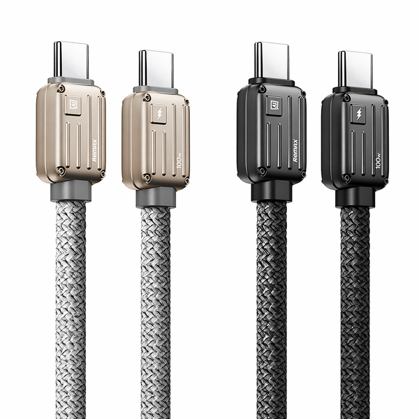 Remax 100W USB-C Fast Charging Cable 2-Pack Braided Black &amp; Silver