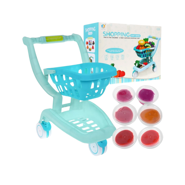 Toddlers Shopping Cart Trolley Set Kids Pretend Grocery Cart Play Toy