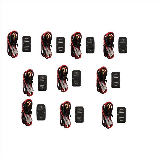 Car Charger Socket Dual Usb Port Charging Adapter For Toyota Green