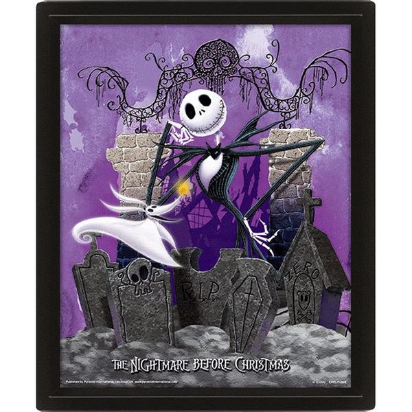 Nightmare Before Christmas (Grave) Framed 3D Lenticular Poster (25 x 20cm)