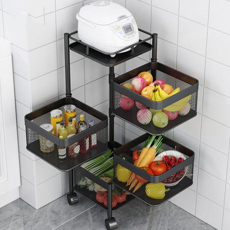 Multi Purpose Large Capacity 5 Tier Fruit Vegetable Storage Basket Rack  Rotating Kitchen Trolley Carts Easy Assemble - China Kitchen Trolleys, Vegetable  Storage