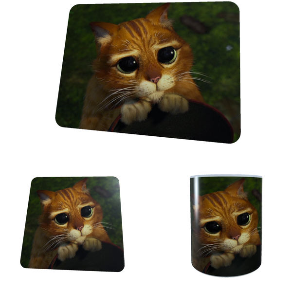 Shrek - Puss In Boots - Coffee Mug, Coaster and Mouse Pad Combo