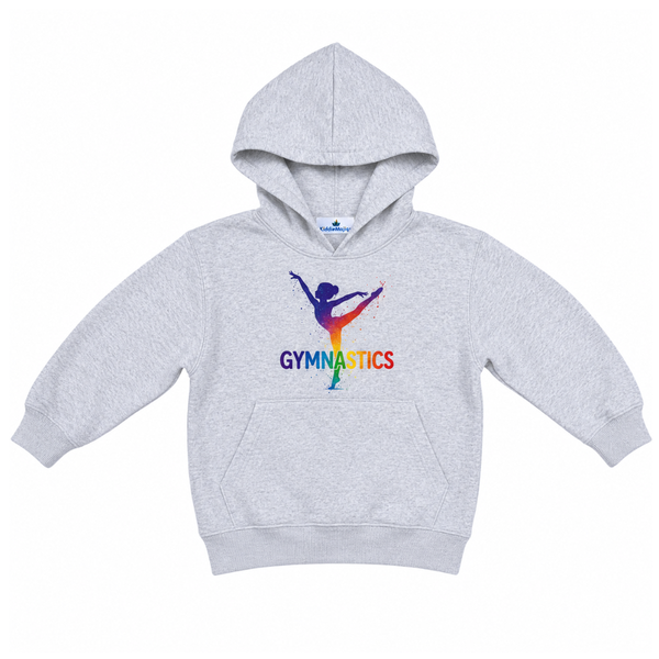 Rainbow Gymnastics Hoodie Grey - Kids Pullover Hoodie for Girls