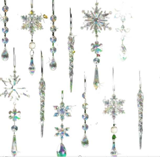 18PCS Acrylic Christmas Tree Ornaments - Hanging Snowflakes and Icicles