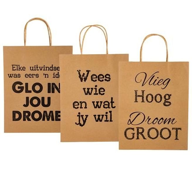 Set of 3 Paper Gift-Bag Afrikaans Words Large 25x32cm