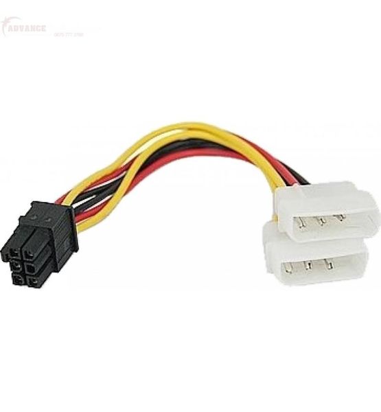 2 x Molex to 6 Pin PCIe Male Power Cable for Graphics Card