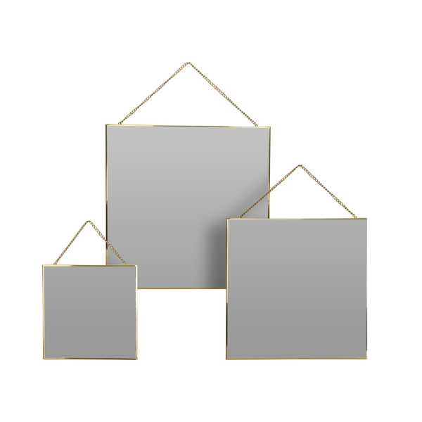 Iron Frame Square 36.5 cm x 2 cm Glass Mirror - Transparent/Gold