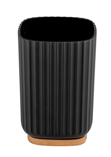 Wenko - Toothbrush Tumbler - Rotello - Plastic &amp; Bamboo - Black