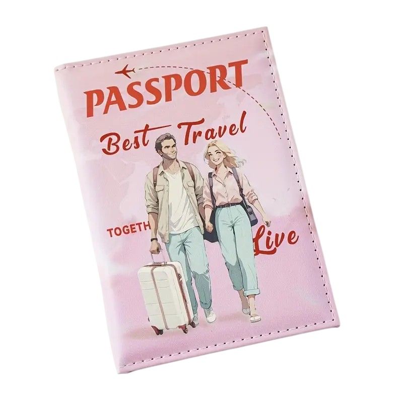Pink Best Travel Together Passport Holder