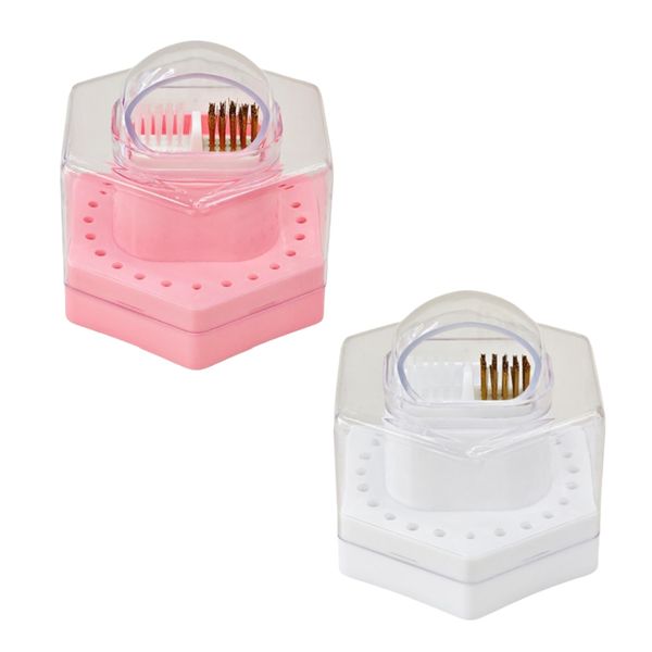 2PCS 2 in1 Nail Drill Bit Holder and Nail Drill Bits Cleaner Brush Case