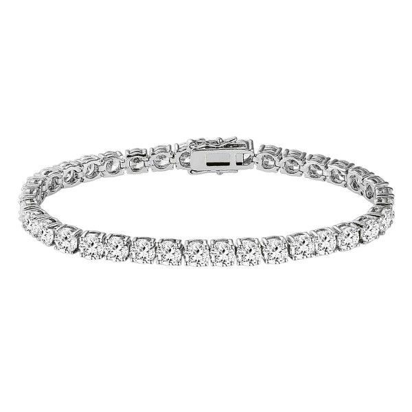 Tennis Bracelet With Rhinestone Accents - Silver