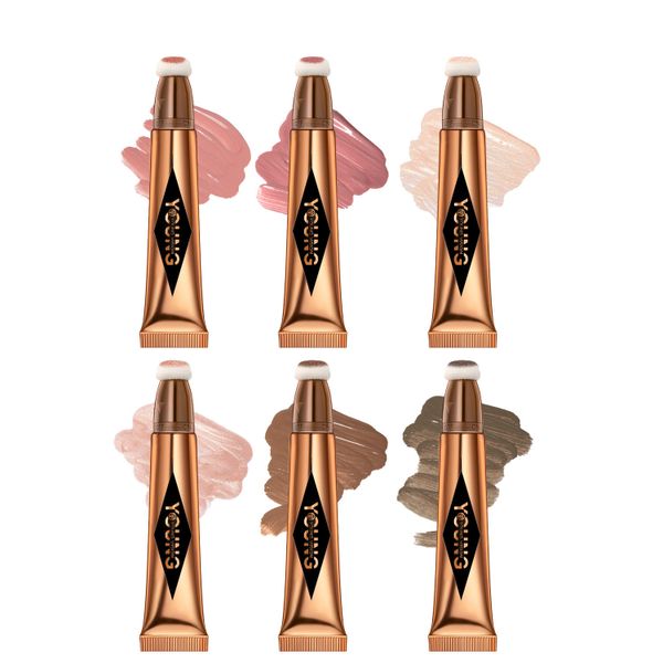 6 Piece Air Cushion Powder Blusher Gloss Stick, Makeup Liquid Powder Blusher