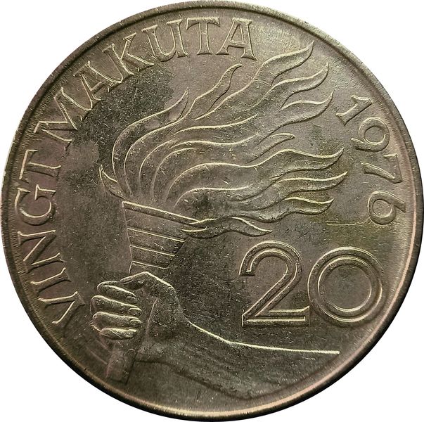 1976 Zaire 20 Makuta Democratic Republic of the Congo