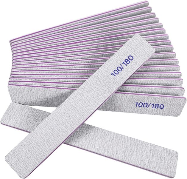Nail Files (12 Pack), 100/180 Grit Emery Boards Nail File for Natural Nails