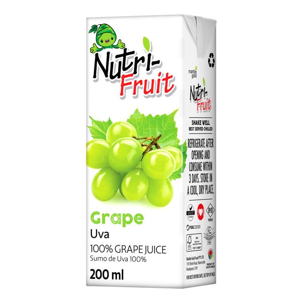 100% Nutri Fruit juice 200ml Grape 24 case pack