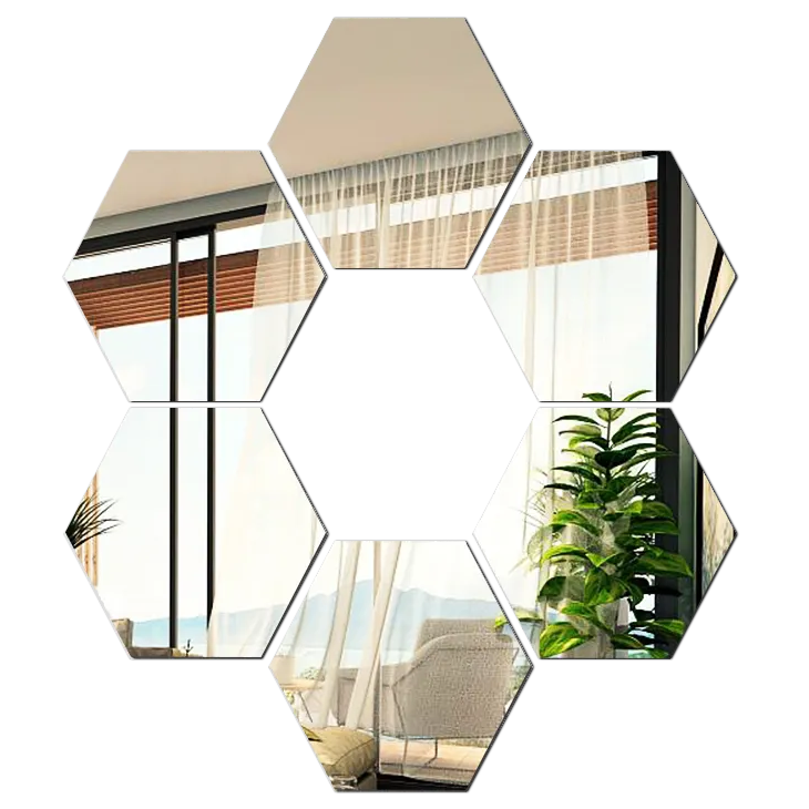 Large Hexagon Mirror Wall Stickers - 20 cm - 6 Pack