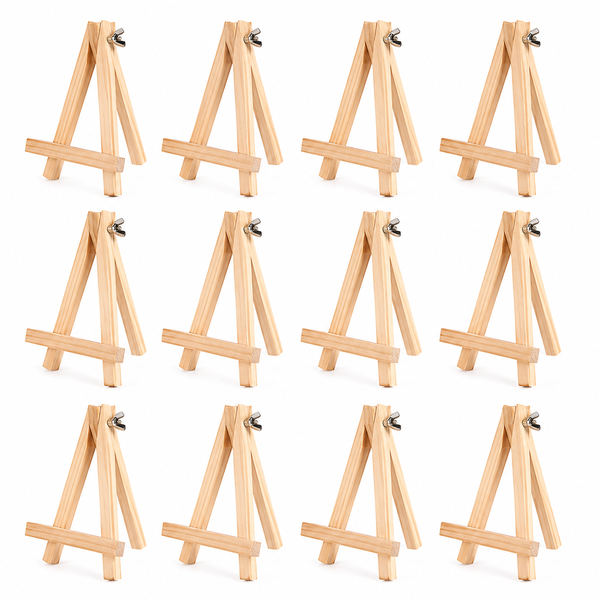 Mini Wooden Easels Desktop for Painting Display Stable Adjustable - 12 Pack