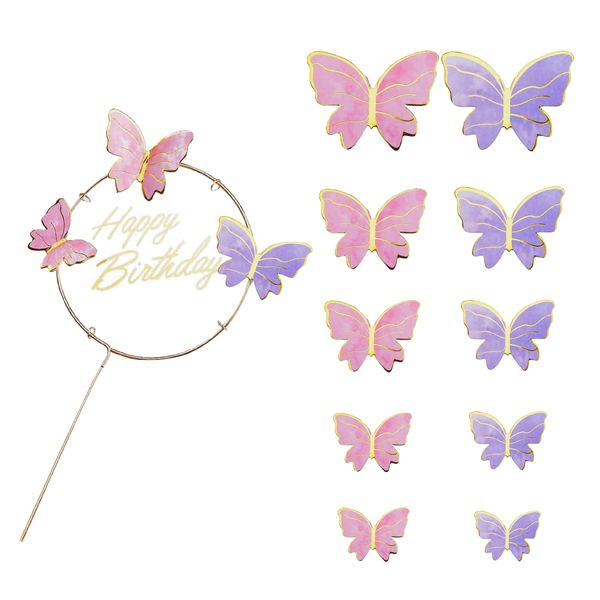 Pink Butterfly Cake Topper Set