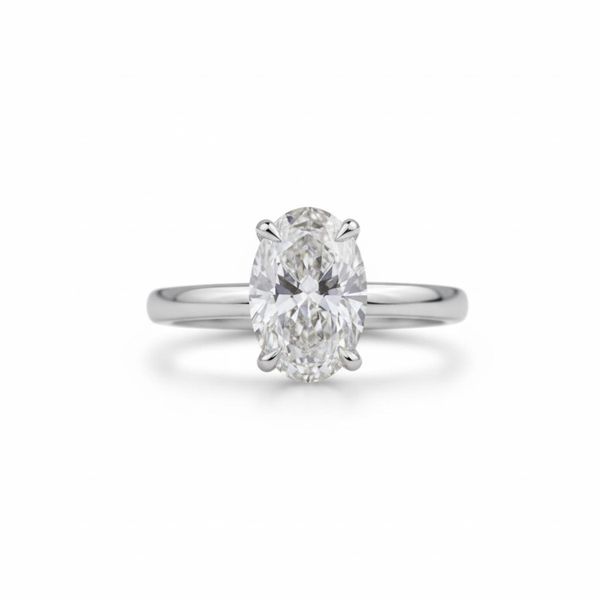 Omura Oval 1ct Lab Grown Cut Diamond Solitaire Ring - 925 Sterling Silver.