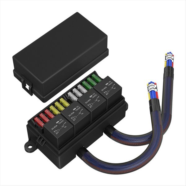 12V Fuse Relay Box Pre-Wired Fuse and Relay Box Compatible with Universal