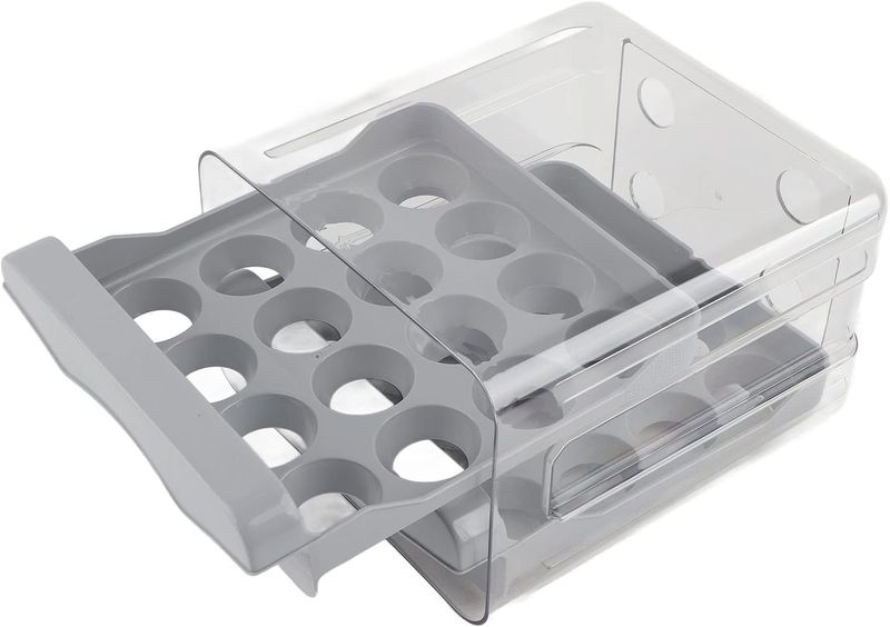 Refrigerator or Kitchen Egg Holder, 32-Grid, Double-Layer Egg Storage