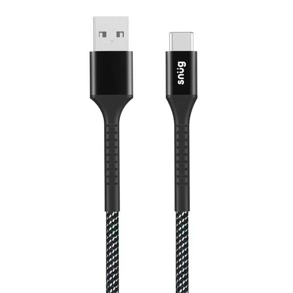 Snug 10W USB to USB-C Nylon Braided Cable 1.2m - Black