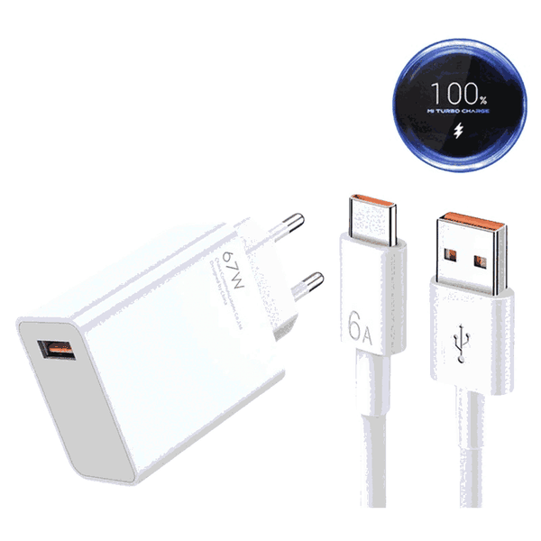 67W Fast GaN Charger with 6A Type-C Cable Compatible with Xiaomi Redmi POCO