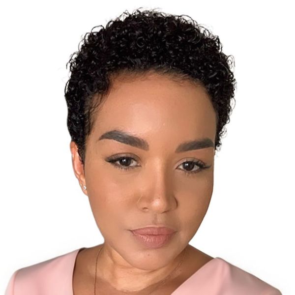 Black Short Explosion Roll Wig Natural Texture Fluffy Style Full Headset