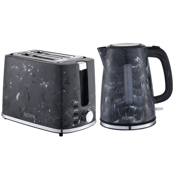 Royal Homeware Marble Design Breakfast Set - Kettle &amp; Toaster