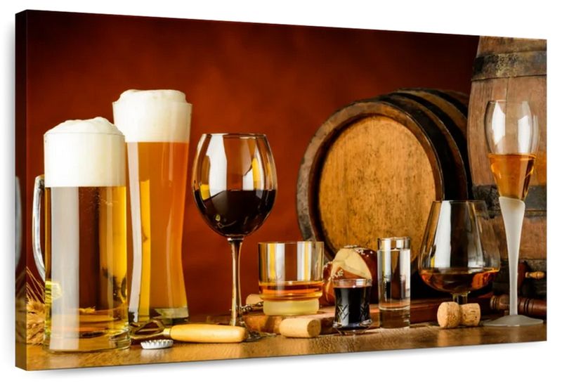 Canvas Art - Wine And Beer Canvas Wall Art Decor