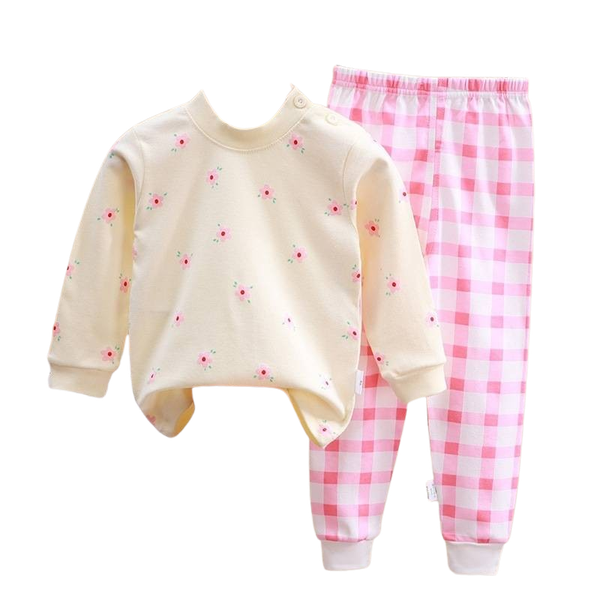 Girls Winter Toddler Pyjama/Sleepwear Set - Flowers and Rainbows
