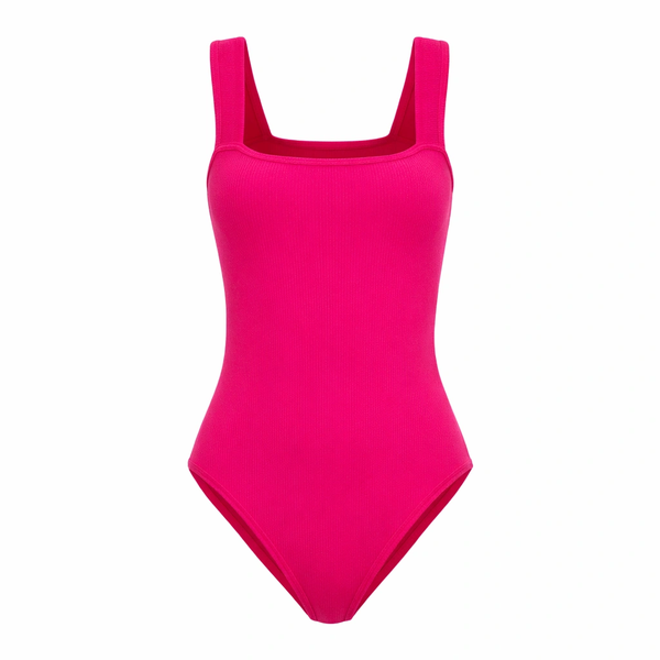 Square Neck Sleeveless Bodysuit - Rose Red