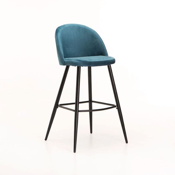 Maddie Velvet Kitchen Stool - Petrol Blue