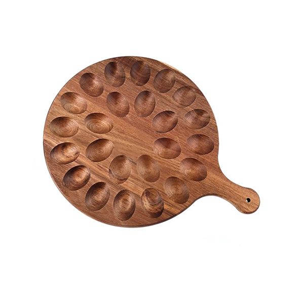 Wood Deviled Egg Platter 24 Holes Deviled Egg Tray Round Deviled Egg Holder