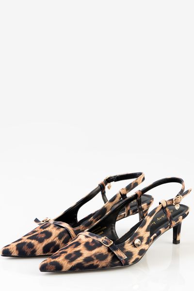 Sissy Boy: Animal Kitten Leopard Print Slingback Kitten Heel