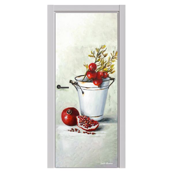Decoupage - Pot and Pomegranates By Stella Bruwer Door
