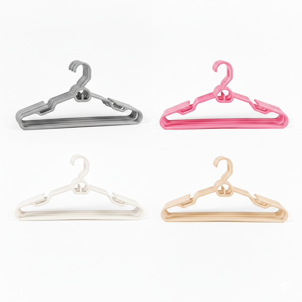 2 Pack (4Pcs) Space-Saving Plastic Hangers - In 4 Colors